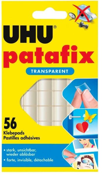 UHU patafix doppelseitige Klebepads, 1,2 x 1,2 cm, 56 St.