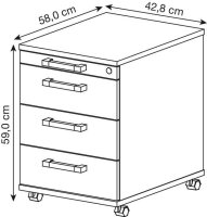 HAMMERBACHER Solid AC30 Rollcontainer grafit 4...