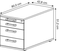 HAMMERBACHER Solid TC30 Rollcontainer weiß 4 Auszüge 42,8 x 80,0 x 51,2 cm