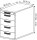 HAMMERBACHER SC50 Standcontainer grafit 5 Auszüge Kunststoff-Relinggriff silber 42,8 x 80,0 x 72,0 - 76,0 cm