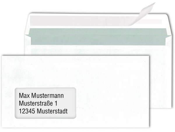MAILmedia Briefumschläge DIN lang mit Fenster weiß haftklebend 500 St.