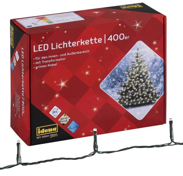 Idena 400er LED Lichterkette grün 47,9 m
