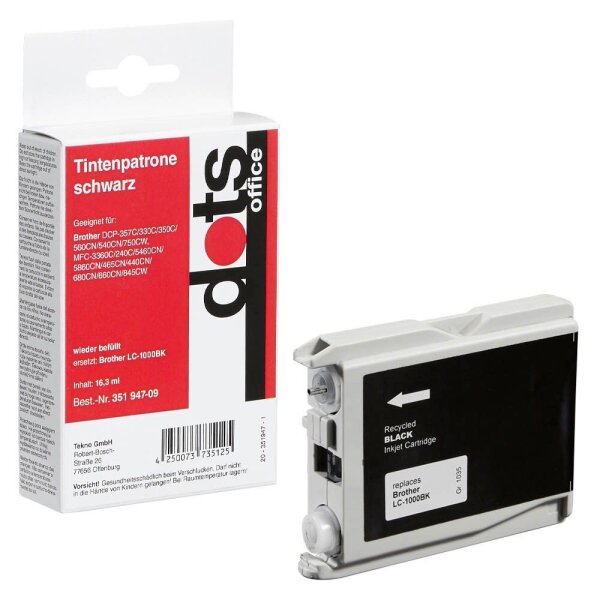 dots  schwarz Druckerpatrone kompatibel zu brother LC-1000BK