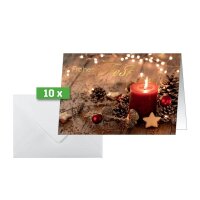 10 SIGEL Weihnachtskarten Red Christmas Candle DIN A6