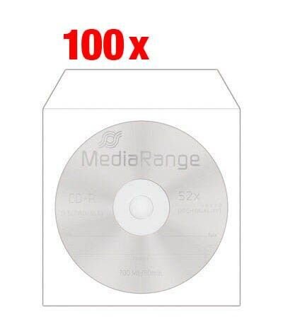MediaRange 1er CD-/DVD-Hüllen weiß, 100 St.