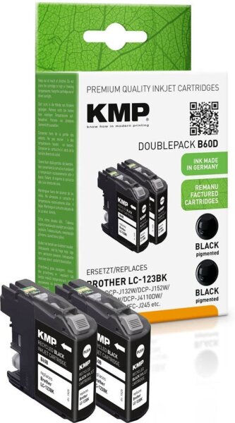 KMP B60D schwarz Druckerpatronen kompatibel zu brother LC-123BK, 2er-Set