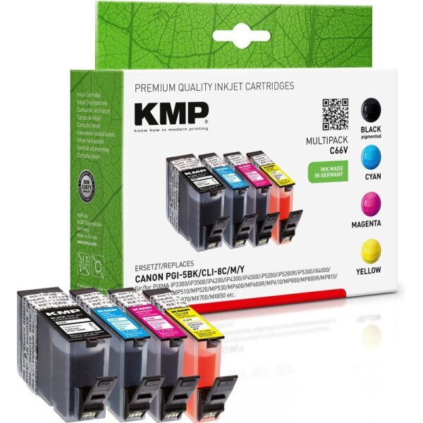 KMP C66V  schwarz, cyan, magenta, gelb Druckerpatronen kompatibel zu Canon PGI-5