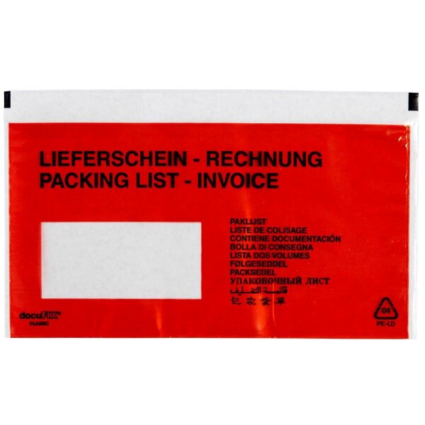 docuFIX® CLASSIC Lieferscheintaschen plus Kunststoff DIN lang 250 St.
