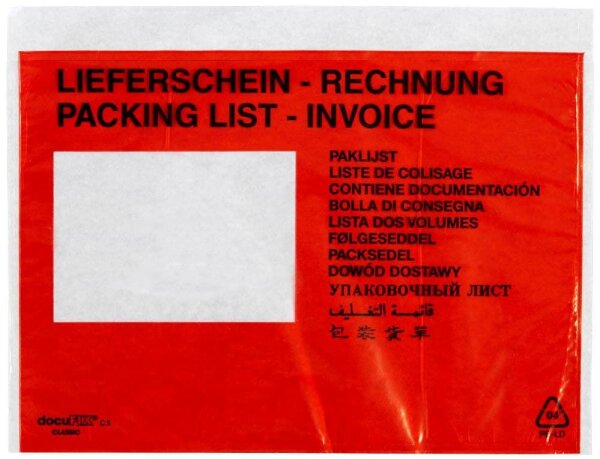 docuFIX® CLASSIC Lieferscheintaschen plus Kunststoff DIN C5 250 St.