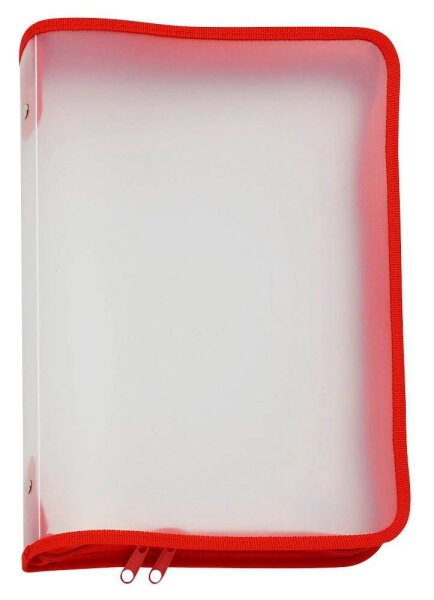 FolderSys Reißverschlussbeutel DIN A4 transparent/rot 0,5 mm, 1 St.