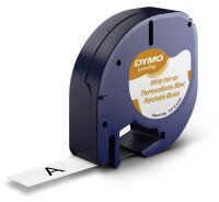 DYMO Textil-Schriftband LetraTag 18768 S0718850, 12 mm, schwarz auf weiß, 1 St.