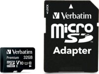 verbatim Speicherkarte microSDHC-Card Premium, 32 GB, 1 St.