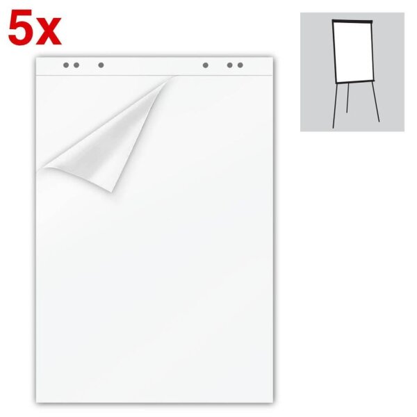 Flipchart-Papier blanko 67,5 x 98,0 cm, 20 Blatt, 5 Blöcke
