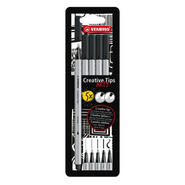 STABILO ARTY BLACK Filzstifte schwarz, 5 St.