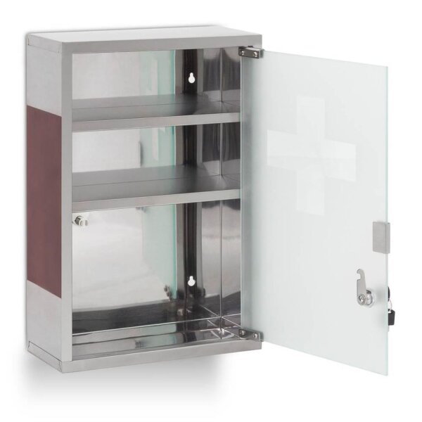 relaxdays Medizinschrank EMERGENCY Edelstahl XL ohne Norm silber