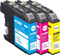 KMP B63V cyan, magenta, gelb Druckerpatronen kompatibel zu brother LC-225XL C/M/Y, 3er-Set