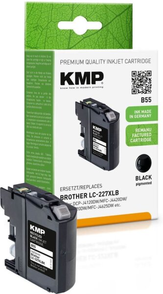 KMP B55 schwarz Druckerpatrone kompatibel zu brother LC-227XL BK
