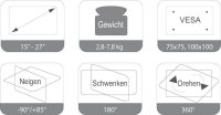 JENIMAGE Monitor-Halterung 120 TK JI-FD120TK schwarz, weiß für 1 Monitor, Tischklemme