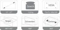 JENIMAGE Monitor-Halterung 130 TK JI-ME130TK schwarz, weiß für 1 Monitor, Tischklemme