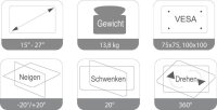 JENIMAGE Monitor-Halterung JI-ME210TK JI-ME210TK schwarz, weiß für 2 Monitore, Tischklemme