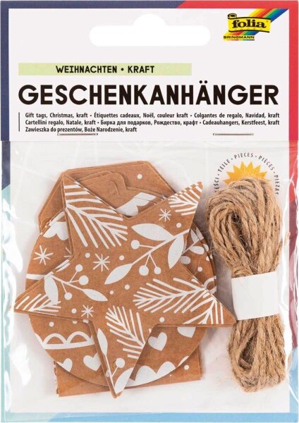 folia Geschenkanhänger natur Weihnachten 12 St.
