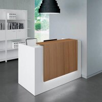 Quadrifoglio Empfangstheke gerade, weiß, nussbaum 166,0 x 88,0 x 113,0 cm