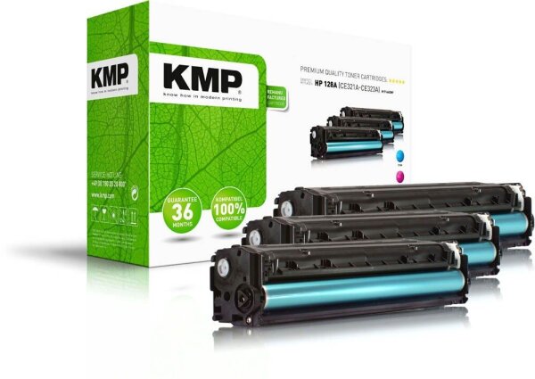 KMP H-T144CMY  cyan, magenta, gelb Toner kompatibel zu HP 128A (CF371AM), 3er-Set