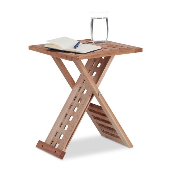 relaxdays Beistelltisch quadratisch Holz braun 33,0 x 33,0 x 40,5 cm, 1 St.