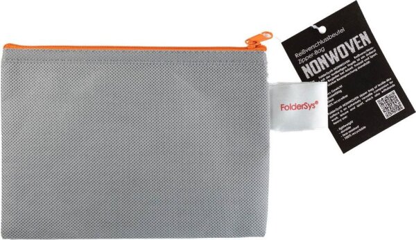 FolderSys Reißverschlussbeutel DIN A6 grau/orange 0,15 mm, 1 St.