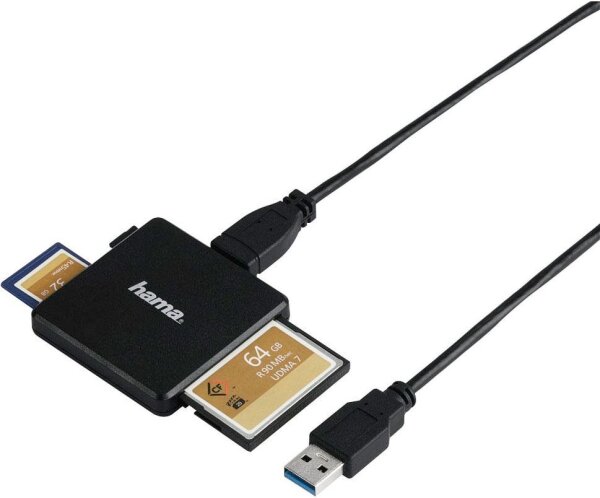 hama USB-3.0-Multikartenleser Multi-microSD, SD, Compact Flash-Kartenleser schwarz