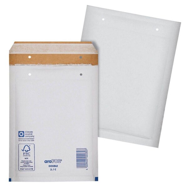 aroFOL® DOUBLE Luftpolstertaschen 3/C grau für DIN B5, 50 St.