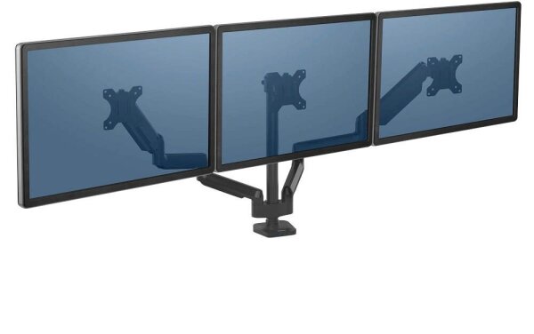 Fellowes Monitor-Halterung Platinum Series 8042601 schwarz für 3 Monitore, Tischklemme, Tischbohrung