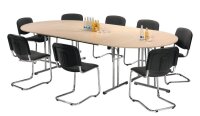SODEMATUB Mehrzwecktisch ahorn rechteckig, Rundrohr chrom, 160,0 x 70,0 x 74,0 cm