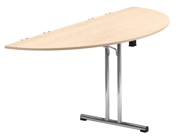 SODEMATUB Mehrzwecktisch ahorn halbrund, Rundrohr chrom, 140,0 x 70,0 x 74,0 cm