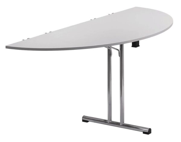 SODEMATUB Mehrzwecktisch lichtgrau halbrund, Rundrohr chrom, 140,0 x 70,0 x 74,0 cm