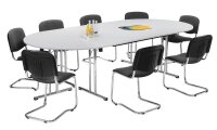 SODEMATUB Mehrzwecktisch lichtgrau halbrund, Rundrohr chrom, 140,0 x 70,0 x 74,0 cm