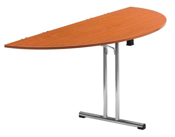 SODEMATUB Mehrzwecktisch kirschbaum halbrund, Rundrohr chrom, 140,0 x 70,0 x 74,0 cm