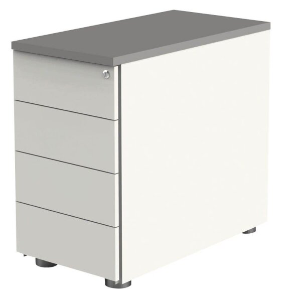 Kerkmann Move Standcontainer weiß, grafit 4 Auszüge ohne-Muldengriff weiß 42,0 x 80,0 x 72,0 - 76,0 cm