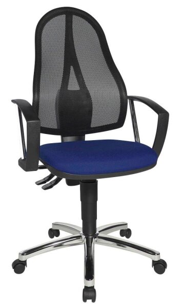 Topstar Bürostuhl Point 60 Netz Plus, G260 Stoff blau, Gestell chrom