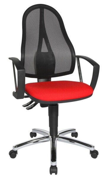 Topstar Bürostuhl Point 60 Netz Plus, G210 Stoff rot, Gestell chrom