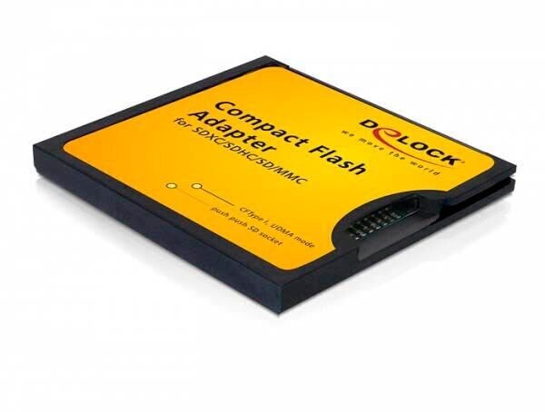 DeLOCK Compact Flash Adapter für SD Speicherkarten Multi-Compact Flash, microSD, miniSD, SD-Kartenleser schwarz