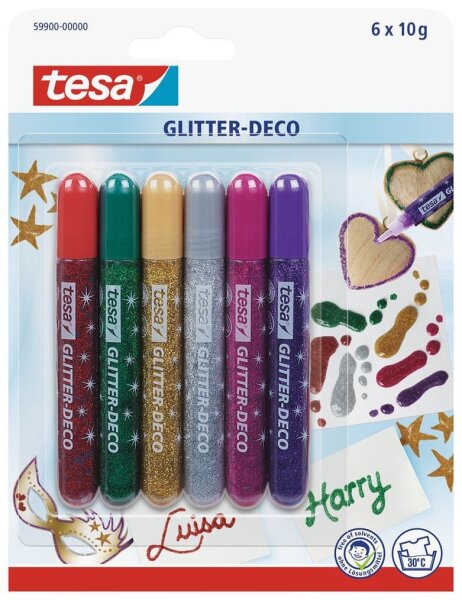 6 tesa Glitter Deco Classic Colors Klebestifte 6x 10,0 g