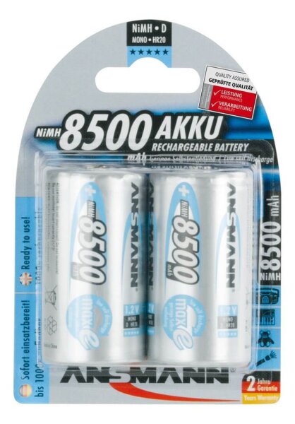 ANSMANN Akkus Ni-MH Mono D 8.500 mAh, 2 St.