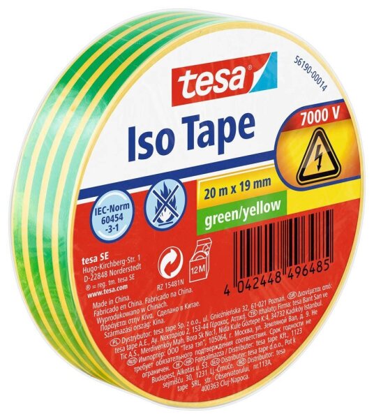tesa Iso Tape Isolierband grün 19,0 mm x 20,0 m 1 Rolle