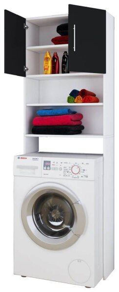 VCM my bath Waschmaschinenschrank Jutas, 912210 weiß, schwarz 2 Fachböden 64,0 x 25,0 x 190,0 cm
