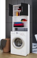 VCM my bath Waschmaschinenschrank Jutas, 912210 weiß, schwarz 2 Fachböden 64,0 x 25,0 x 190,0 cm