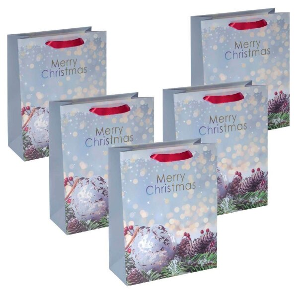 5 SIGEL Geschenktüten Charmful Christmas Large Motiv 26,0 x 33,0 cm