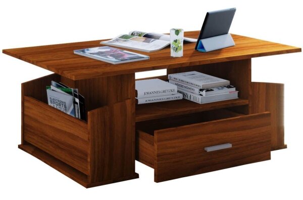 VCM my home Junata Couchtisch rechteckig Spanplatte nussbaum 110,0 x 52,0 x 44,0 cm, 1 St.