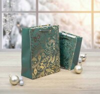 5 SIGEL Geschenktüten Golden ornaments on green Motiv 26,0 x 32,0 cm
