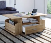 VCM my home Junata Couchtisch rechteckig Spanplatte eiche 110,0 x 52,0 x 44,0 cm, 1 St.